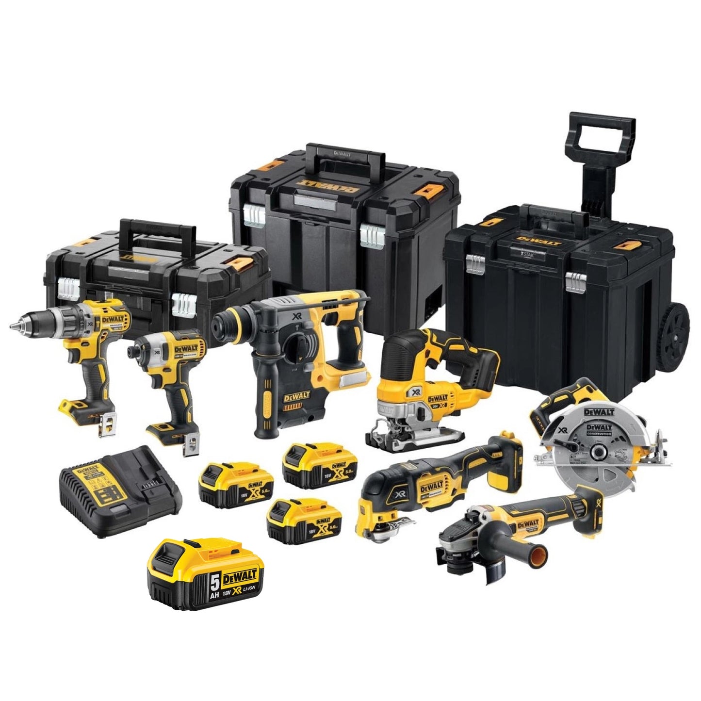 DeWALT DCK755P3T-SET 18V Li-ion XR accu 7-delige combiset (3x5.0Ah) in TSTAK + DCB184 accu 18V 5.0Ah - koolborstelloos